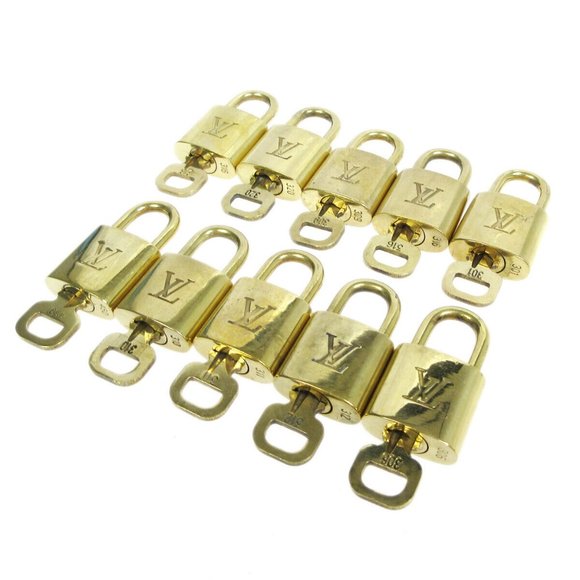 LOUIS VUITTON Padlock & Key Bag Accessories Charm 10 Piece Set Gold - Picture 1 of 1